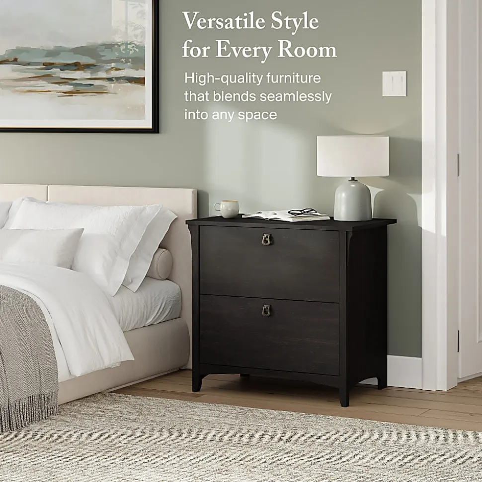 Bush Home Salinas 2 Drawer Lateral File Cabinet, Vintage Black, Standard Delivery