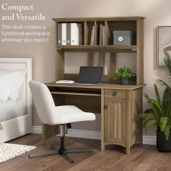 Bush Home Salinas 48"W Computer Desk With Hutch, Reclaimed Pine, Standard Delivery