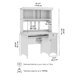 Bush Home Salinas 48"W Computer Desk With Hutch, Reclaimed Pine, Standard Delivery