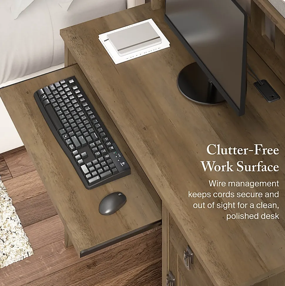 Bush Home Salinas 48"W Computer Desk With Hutch, Reclaimed Pine, Standard Delivery