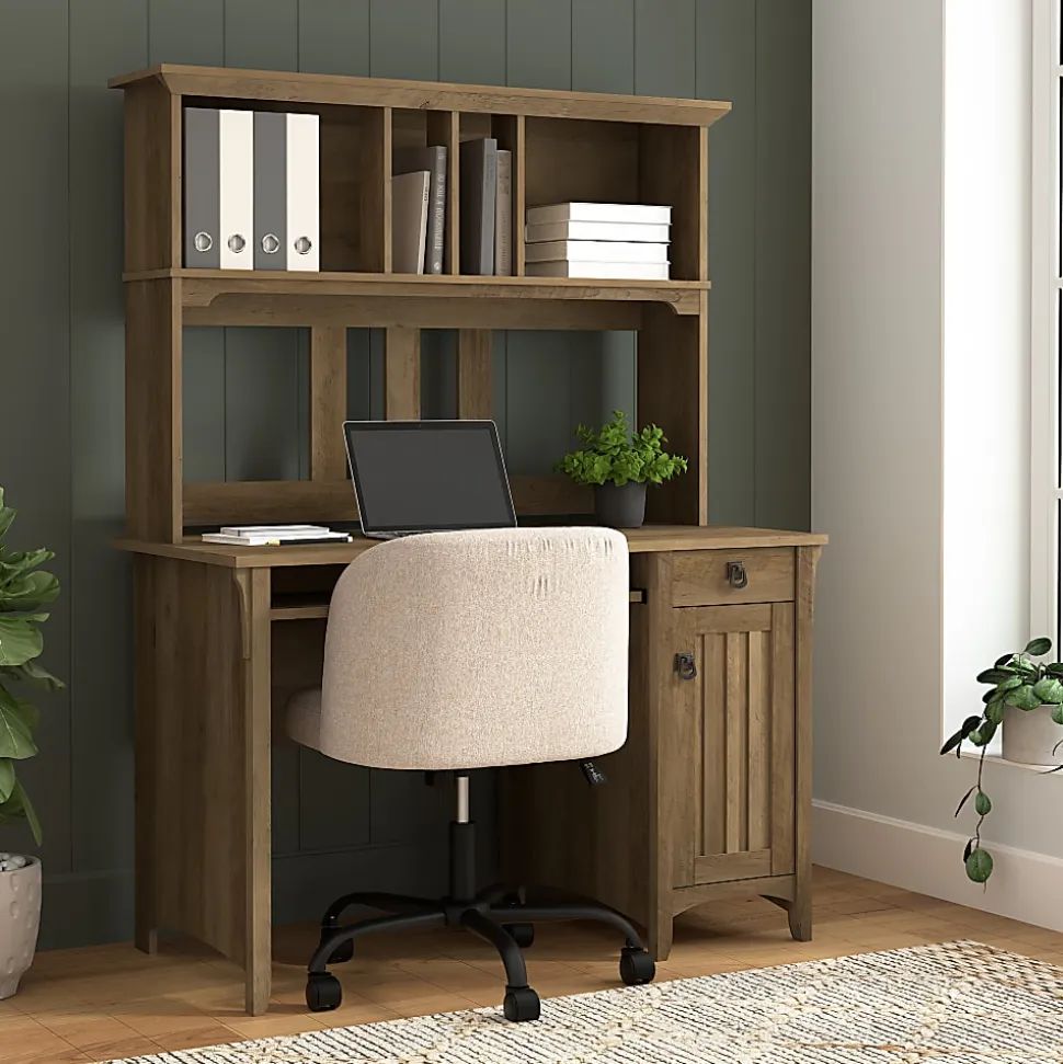 Bush Home Salinas 48"W Computer Desk With Hutch, Reclaimed Pine, Standard Delivery
