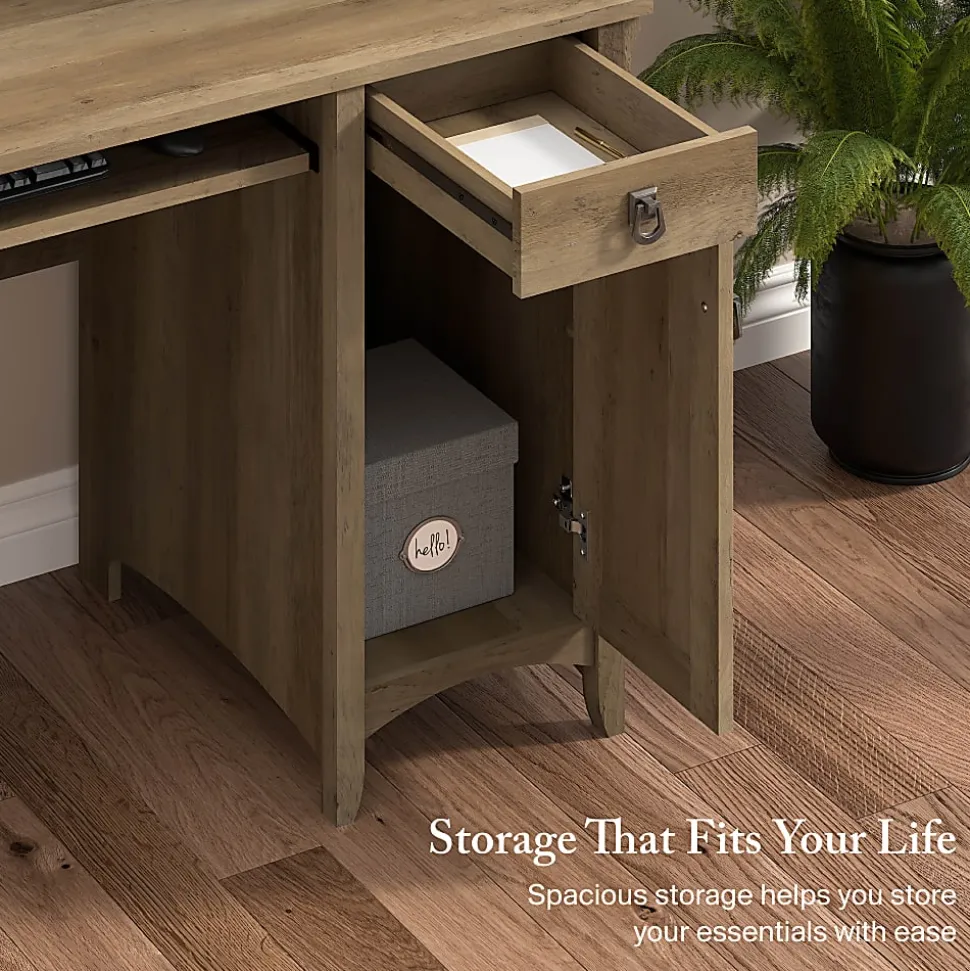 Bush Home Salinas 48"W Computer Desk With Hutch, Reclaimed Pine, Standard Delivery