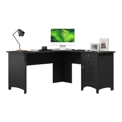 Bush Home Salinas 60W L Shaped Desk with Storage, Vintage Black, Standard Delivery