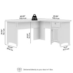 Bush Home Salinas 60W L Shaped Desk with Storage, Vintage Black, Standard Delivery