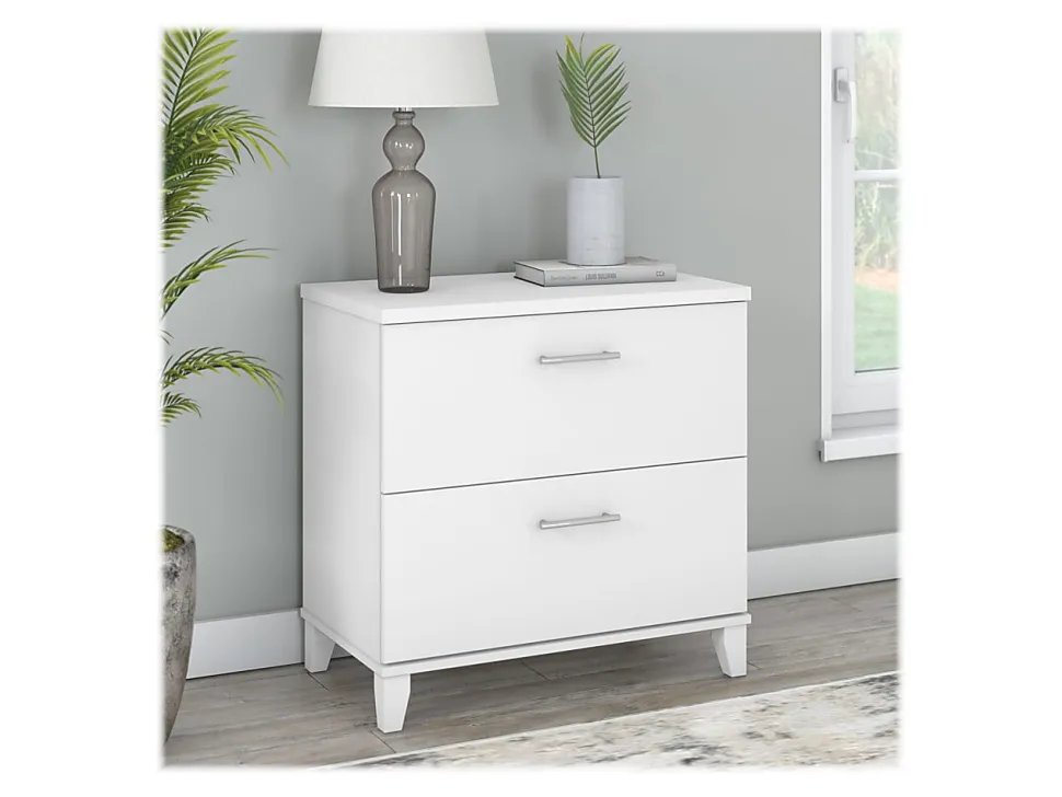 Bush Home Somerset 2 Drawer Lateral File Cabinet, White, Standard Delivery