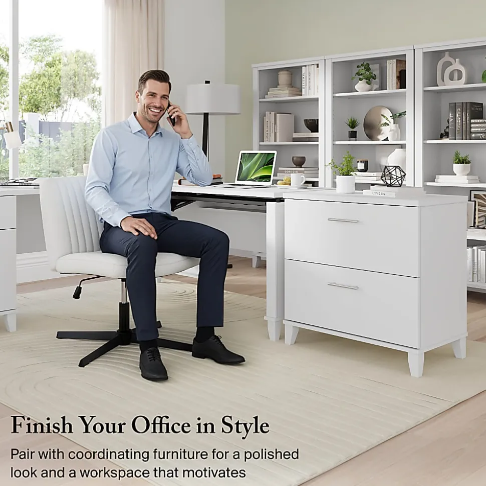 Bush Home Somerset 2 Drawer Lateral File Cabinet, White, Standard Delivery