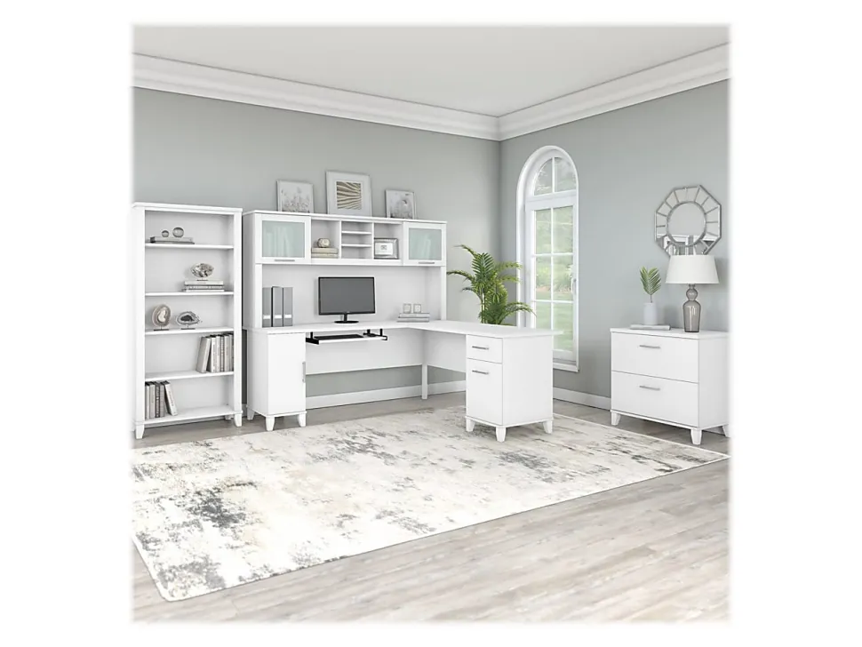Bush Home Somerset 2 Drawer Lateral File Cabinet, White, Standard Delivery