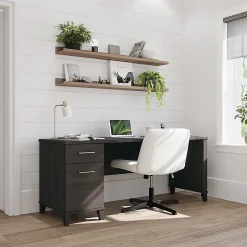 Bush Home Somerset 72W Office Desk with Drawers, Storm Gray, Standard Delivery