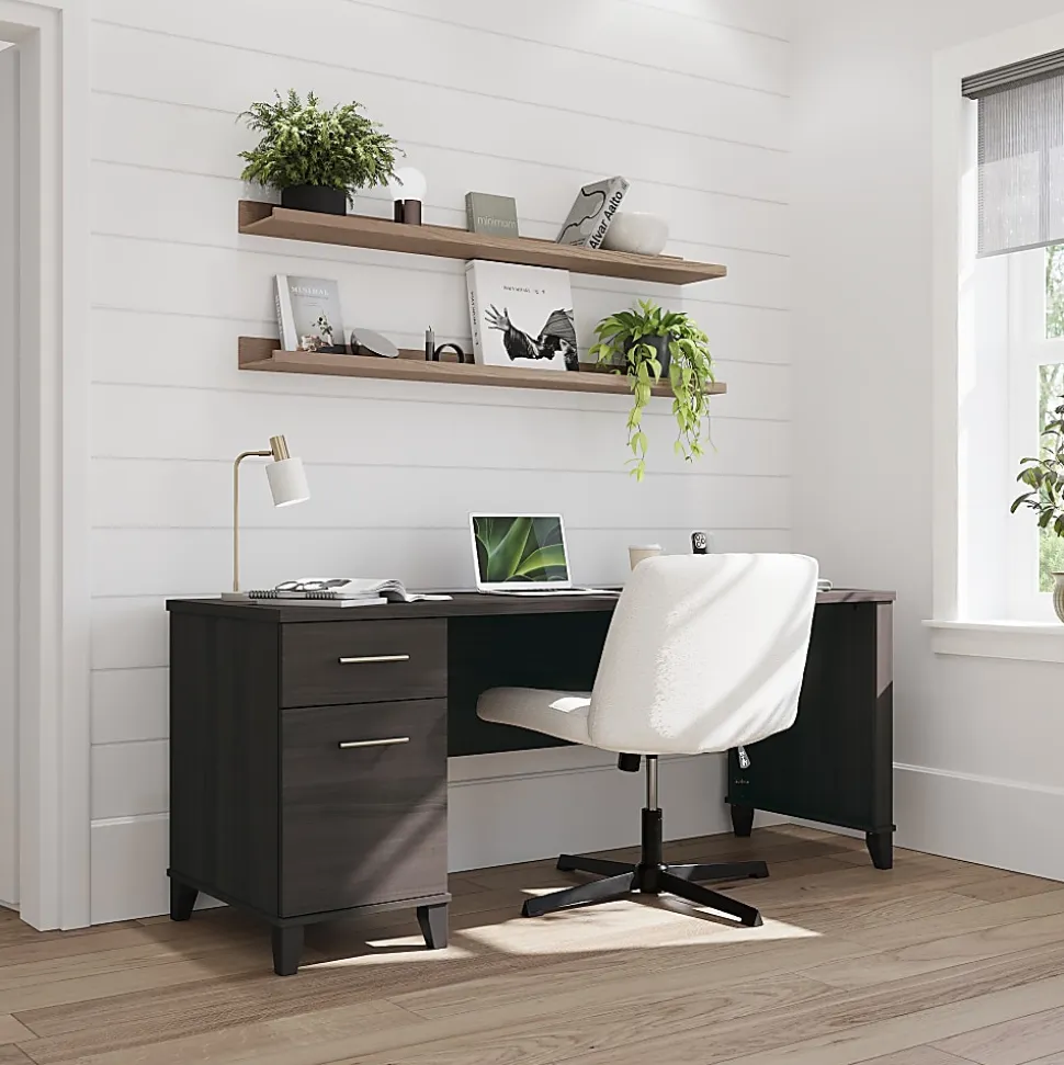 Bush Home Somerset 72W Office Desk with Drawers, Storm Gray, Standard Delivery