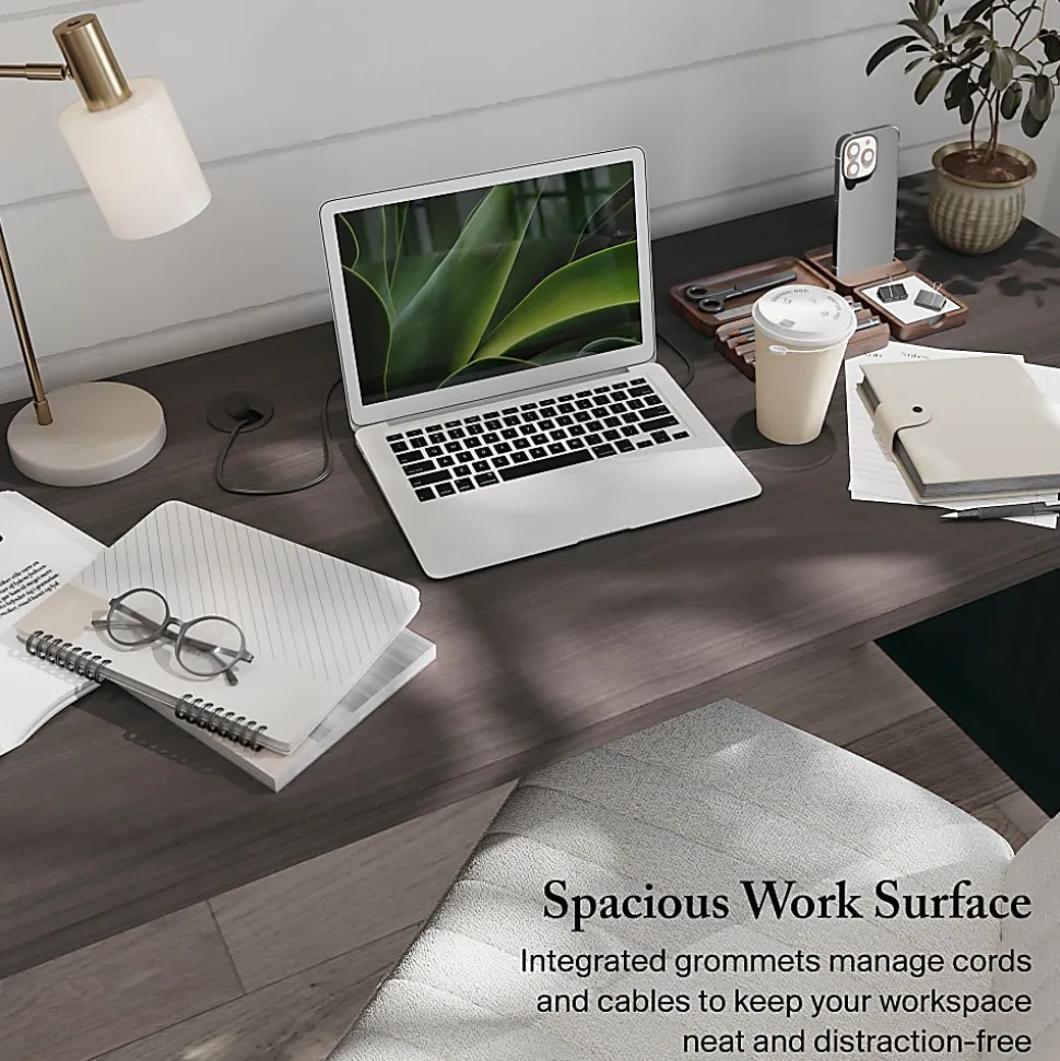 Bush Home Somerset 72W Office Desk with Drawers, Storm Gray, Standard Delivery