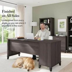 Bush Home Somerset 72W Office Desk with Drawers, Storm Gray, Standard Delivery