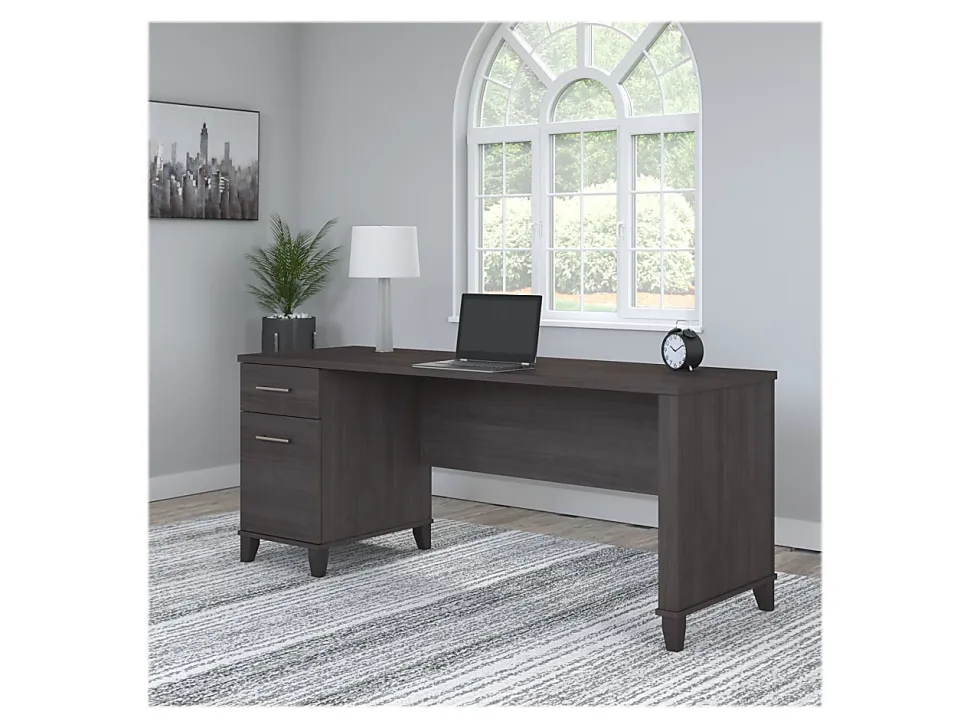 Bush Home Somerset 72W Office Desk with Drawers, Storm Gray, Standard Delivery