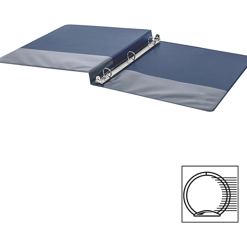 Business Source Basic Round Ring Binders, 1/2" Ring, 8 1/2" x 11", Dark Blue, Pack Of 4
