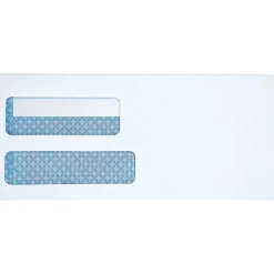 Business Source Double Window #10 Envelopes - Double Window - #10 - 24 lb - Self-sealing - White - 1 Box