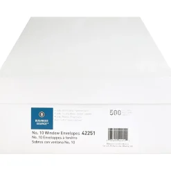 Business Source Economical No. 10 Window Envelope - Single Window - #10 - 9 1/2" Width x 4 1/8" Length - 24 lb - White - 500 / Box