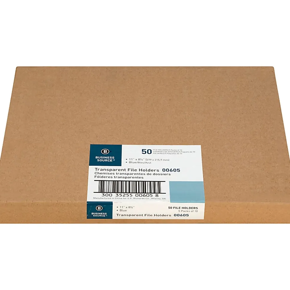 Business Source File Folder, Letter, Transparent, 5 Per Pack - 00605BX