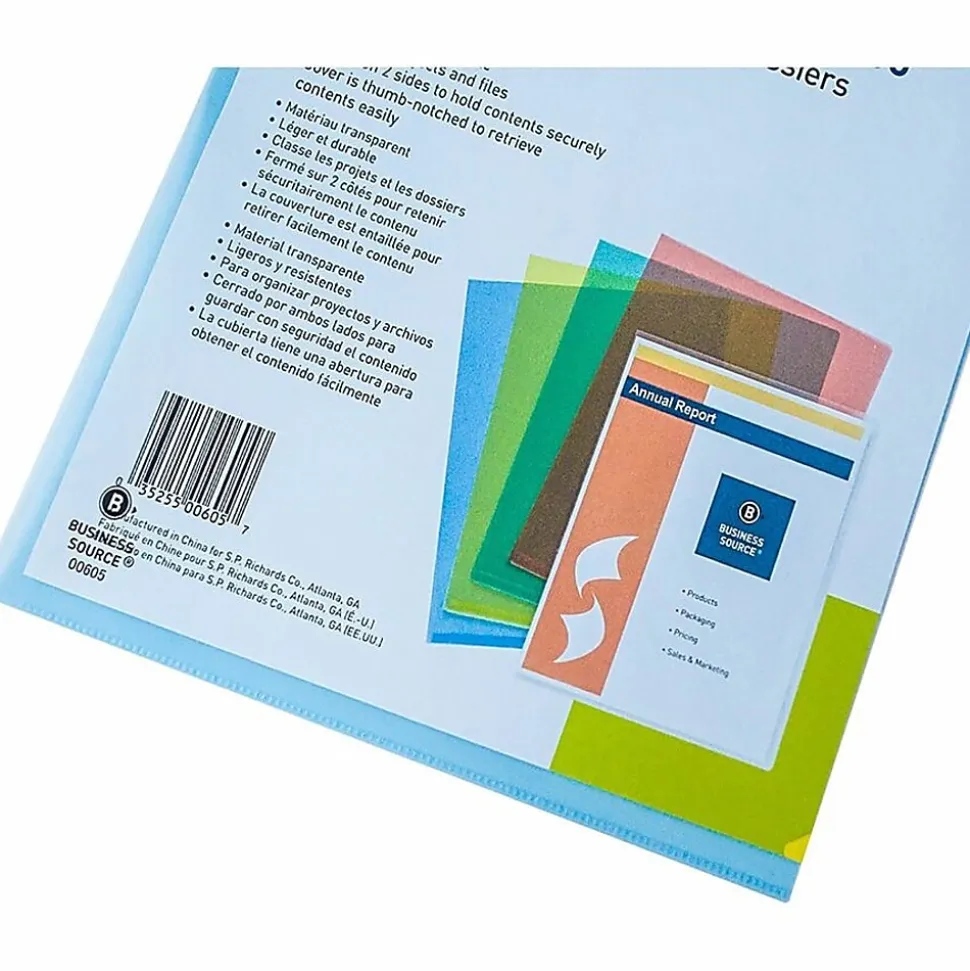 Business Source File Folder, Letter, Transparent, 5 Per Pack - 00605BX