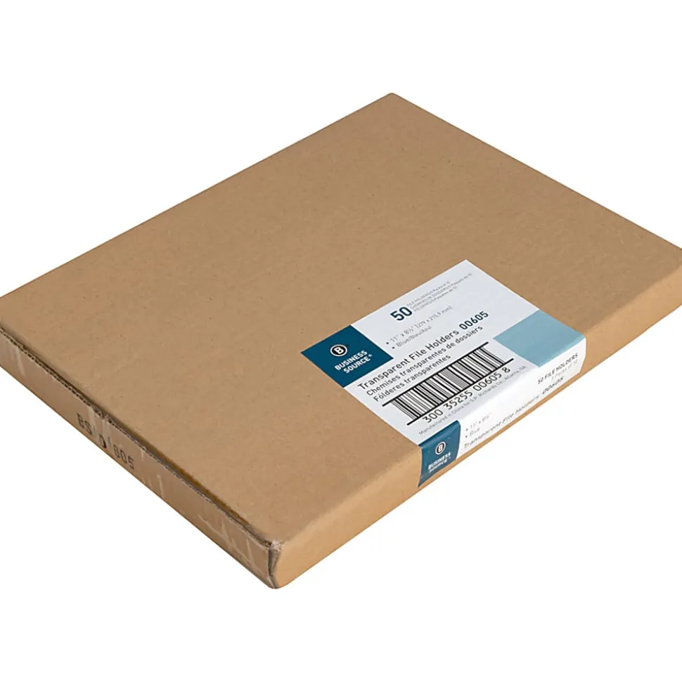 Business Source File Folder, Letter, Transparent, 5 Per Pack - 00605BX