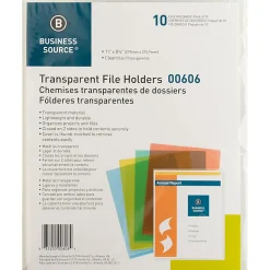 Business Source File Folder, Letter, Transparent, 5 Per Pack - 00606BX