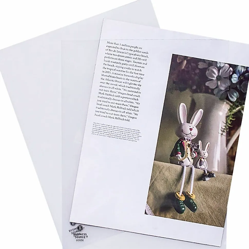 Business Source File Folder, Letter, Transparent, 5 Per Pack - 00606BX