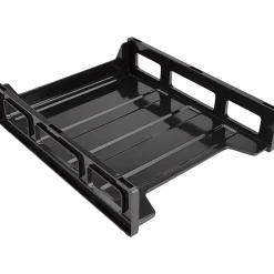 Business Source Front-Load Stackable Letter Tray - Desktop - Stackable - 25% Recycled - Black - Plastic - 1 Each