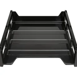 Business Source Front-Load Stackable Letter Tray - Desktop - Stackable - 25% Recycled - Black - Plastic - 1 Each