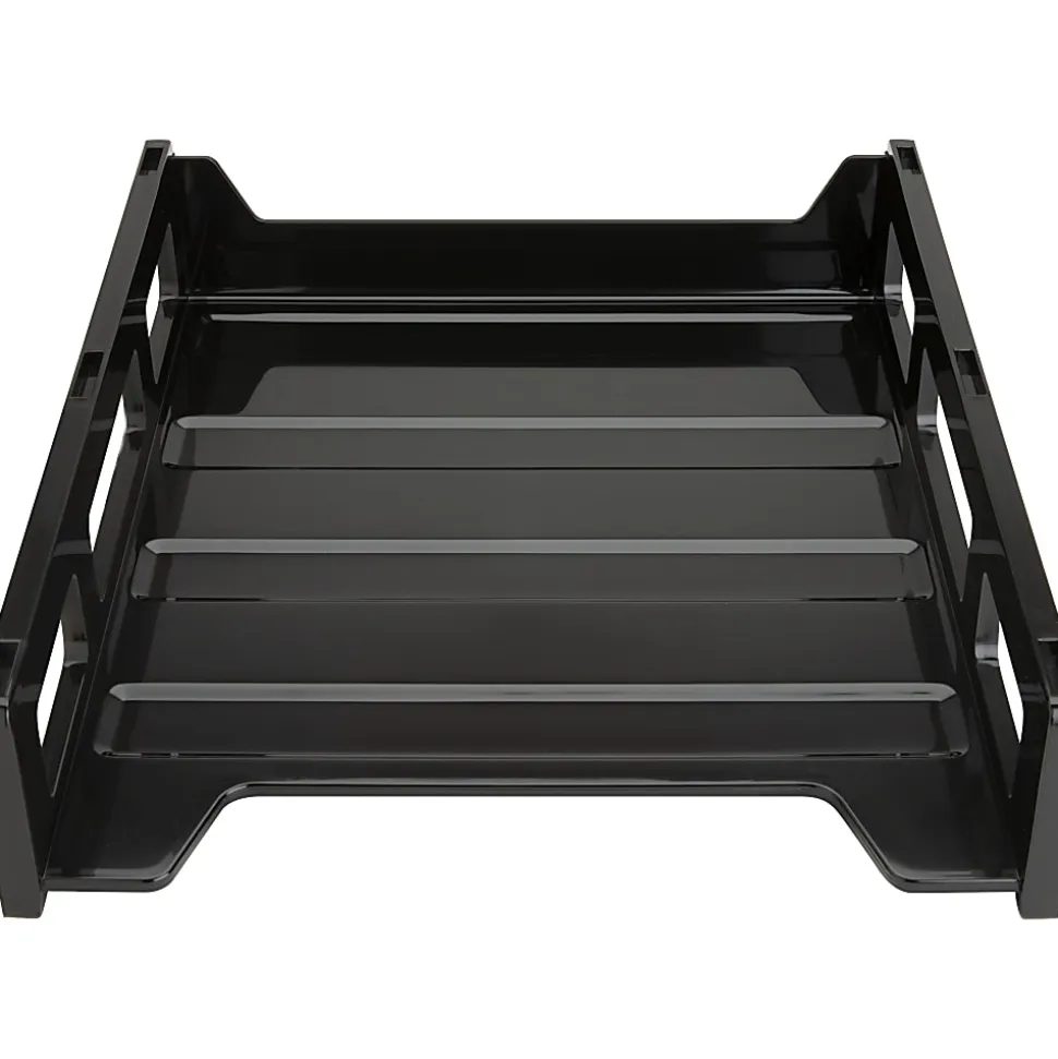 Business Source Front-Load Stackable Letter Tray - Desktop - Stackable - 25% Recycled - Black - Plastic - 1 Each