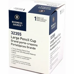 Business Source Large 3-Compartment Plastic Pencil Cup, 3