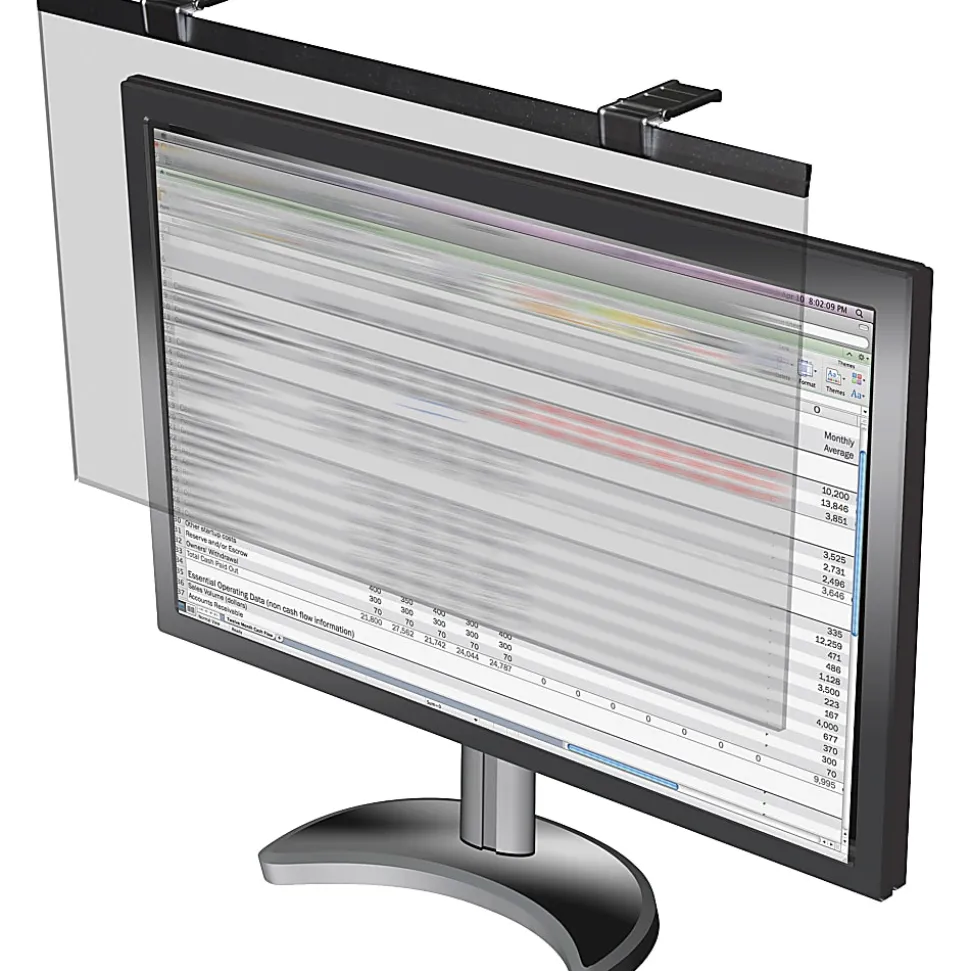 Business Source LCD Monitor Privacy Filter Black - For 24" Widescreen LCD Monitor - 16:10 - Acrylic - Black
