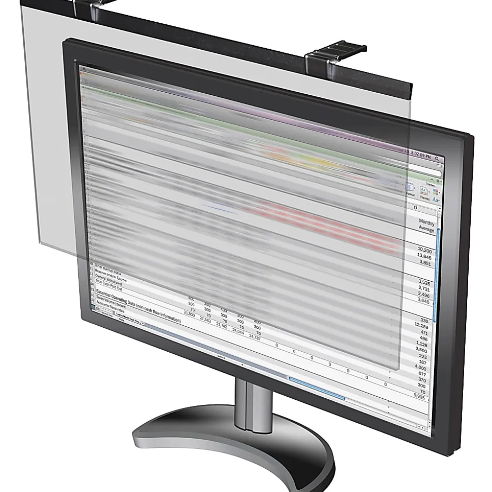 Business Source LCD Monitor Privacy Filter Black - For 24" Widescreen LCD Monitor - 16:10 - Acrylic - Black