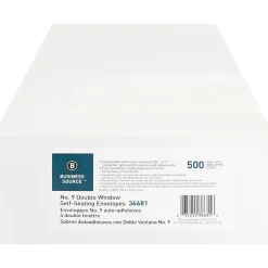 Business Source No. 9 Double Window Invoice Envelopes - Double Window - #9 - 8 7/8