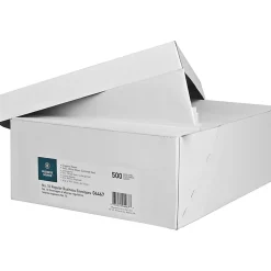 Business Source No. 10 White Wove V-Flap Business Envelopes - Business - #10 - 9 1/2"x 4 1/8" - 24 lb - Gummed - Wove - 500 / Box - White - 04467