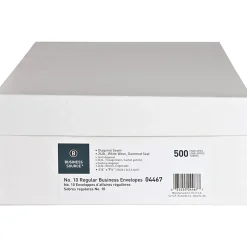 Business Source No. 10 White Wove V-Flap Business Envelopes - Business - #10 - 9 1/2"x 4 1/8" - 24 lb - Gummed - Wove - 500 / Box - White - 04467