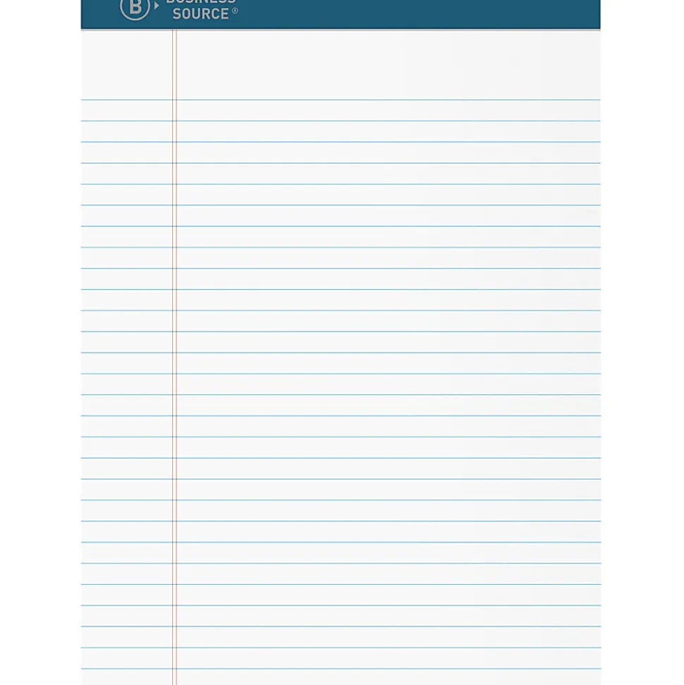 Business Source Premium Writing Pad, 2.50"H x 8.5"W x 11.8"L, White Paper, Tear Proof, Sturdy Back, Bleed-free, 1 Dozen