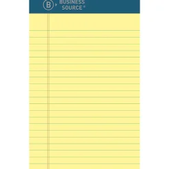 Business Source Premium Writing Pad - 50 Sheets - 0.20" Height x 5" Width x 8" Length - Canary Paper - Tear Proof, Sturdy Back, Bleed-free - 1 Dozen