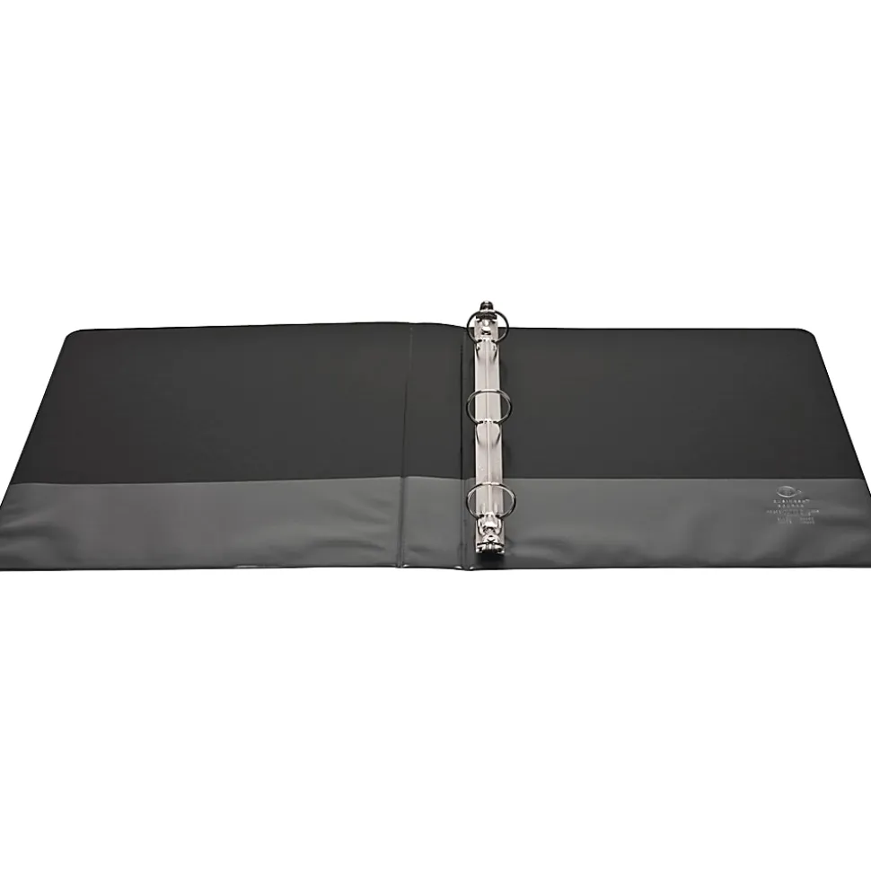 Business Source Round Ring View Binder, 1" Rings, Black