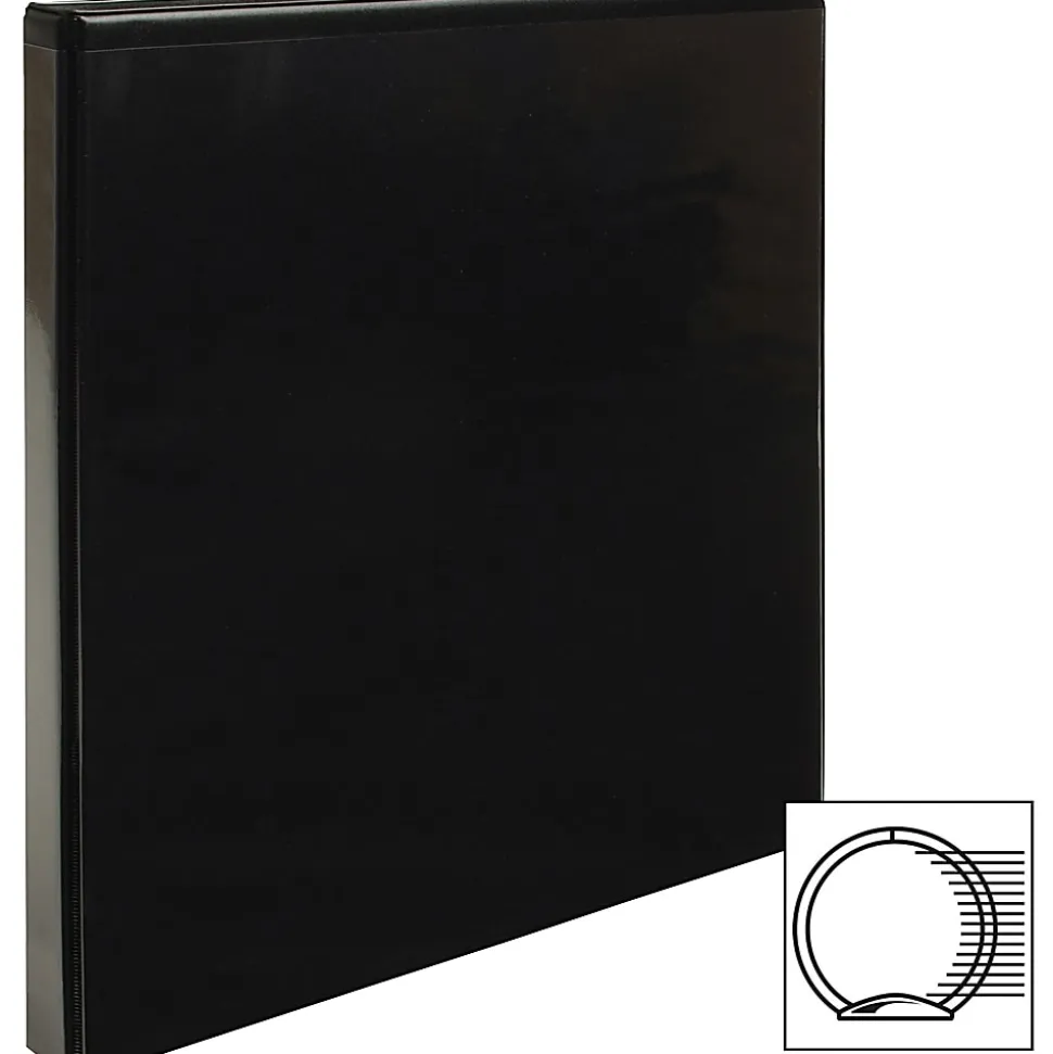 Business Source RounD-Ring View Binder, 1/2" Ring, 8 1/2" x 11", Black, Pack Of 4