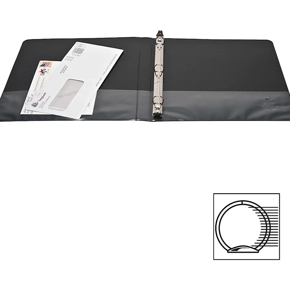 Business Source RounD-Ring View Binder, 1/2" Ring, 8 1/2" x 11", Black, Pack Of 4