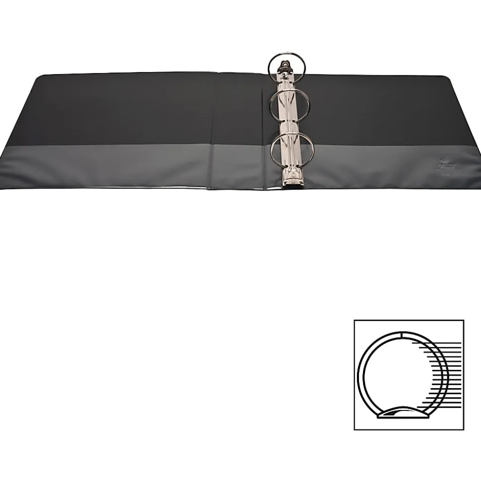 Business Source RounD-Ring View Binder, 2" Ring, 8 1/2" x 11", Black, Pack Of 4