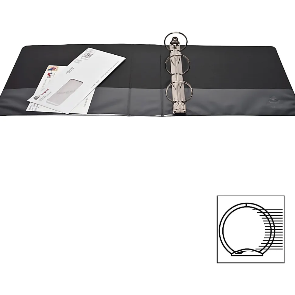 Business Source RounD-Ring View Binder, 2" Ring, 8 1/2" x 11", Black, Pack Of 4