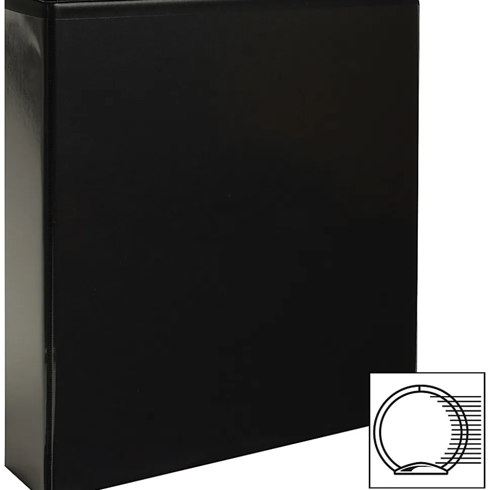 Business Source RounD-Ring View Binder, 2" Ring, 8 1/2" x 11", Black, Pack Of 4