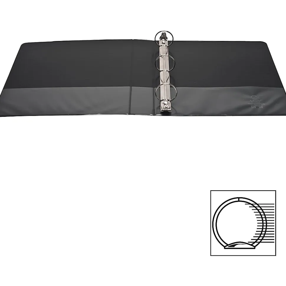 Business Source Round Ring View Binder, 1 1/2" Ring, 8 1/2" x 11", Black, Pack Of 4
