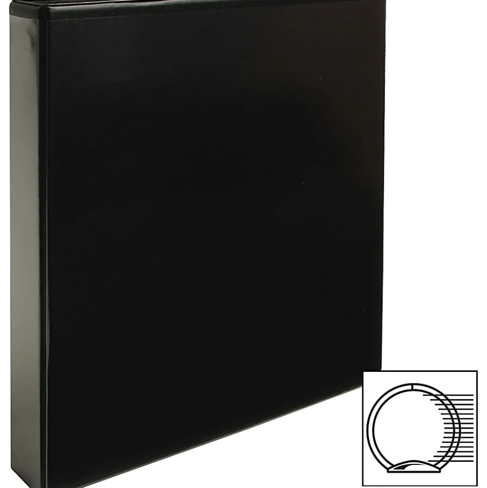 Business Source Round Ring View Binder, 1 1/2" Ring, 8 1/2" x 11", Black, Pack Of 4