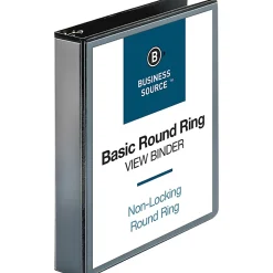 Business Source Round Ring View Binder, 1 1/2