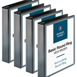 Business Source Round Ring View Binder, 1 1/2