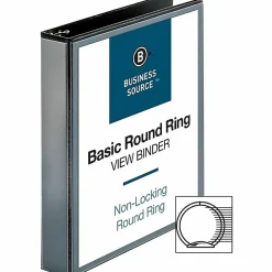 Business Source Round Ring View Binder, 1 1/2