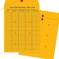 Business Source Ruled Interdepartmental Envelopes - Inter-department - #32 - 10"x 15" Diameter - 32 lb - String/Button - Brown Kraft - Kraft - 100/Box