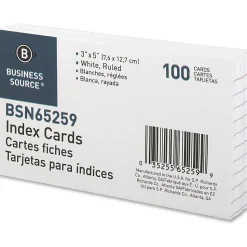 Business Source Ruled White Index Cards - Front Ruling Surface - Ruled - 72 lb Basis Weight - 3