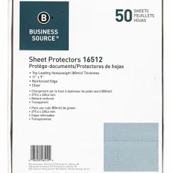 Business Source Sheet Protectors - For Letter 8 1/2"x11" Sheet - 3x Holes - Top Loading - 16512BD - 5/Pack