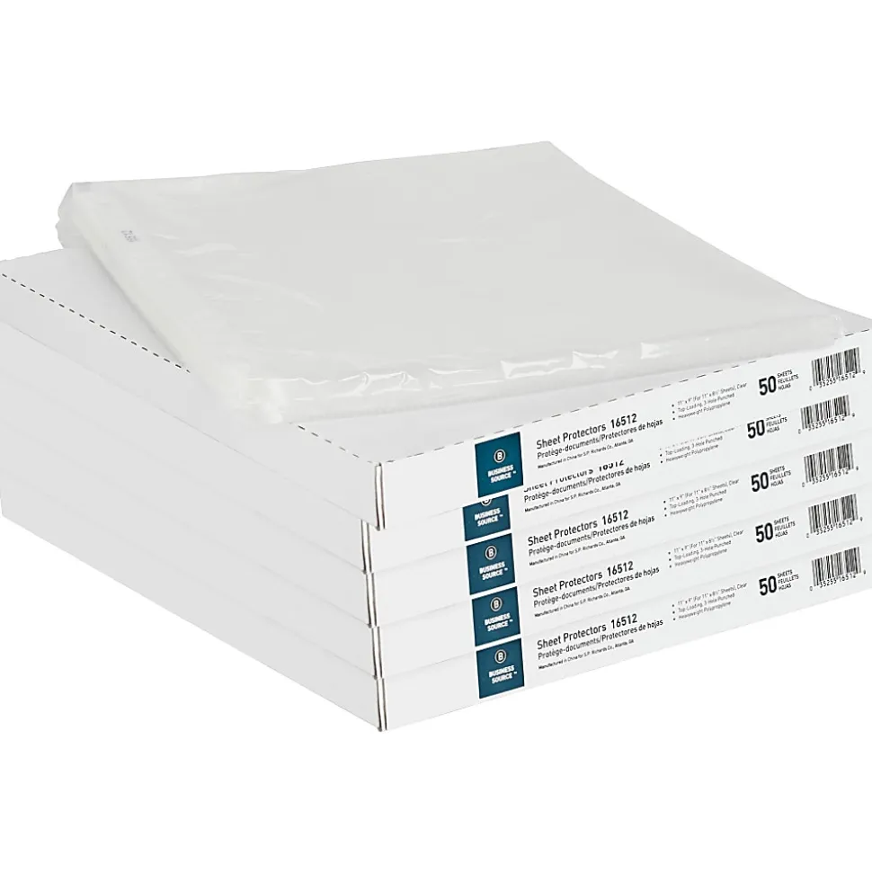 Business Source Sheet Protectors - For Letter 8 1/2"x11" Sheet - 3x Holes - Top Loading - 16512BD - 5/Pack
